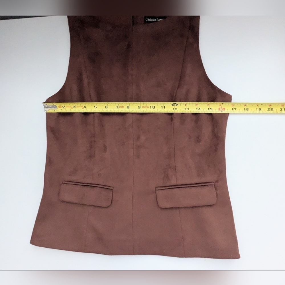 NWT Christian Lacroix Women's (Size 6) Brown Suede Zip-Back Sleeveless Top/Vest - Picture 7 of 12
